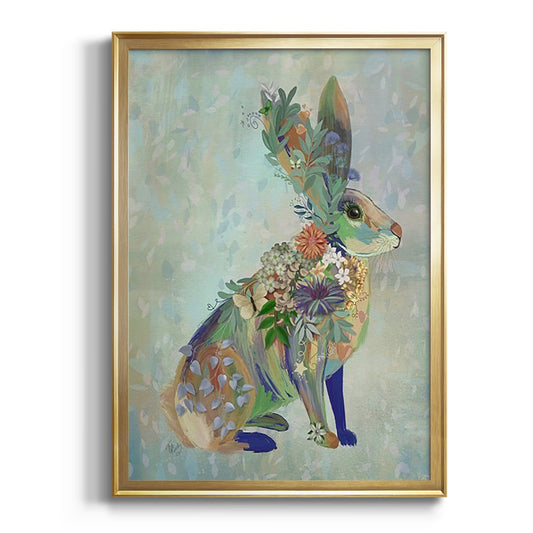 Fantastic Florals Hare, Sitting - Modern Framed Canvas Print