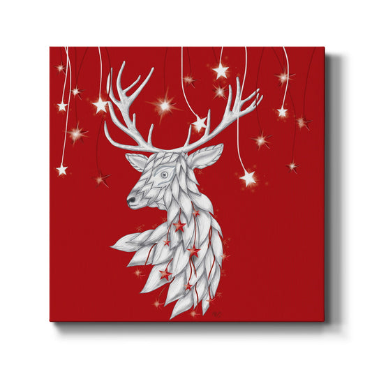 White Deer and Hanging Stars-Premium Gallery Wrapped Canvas - Ready to Hang