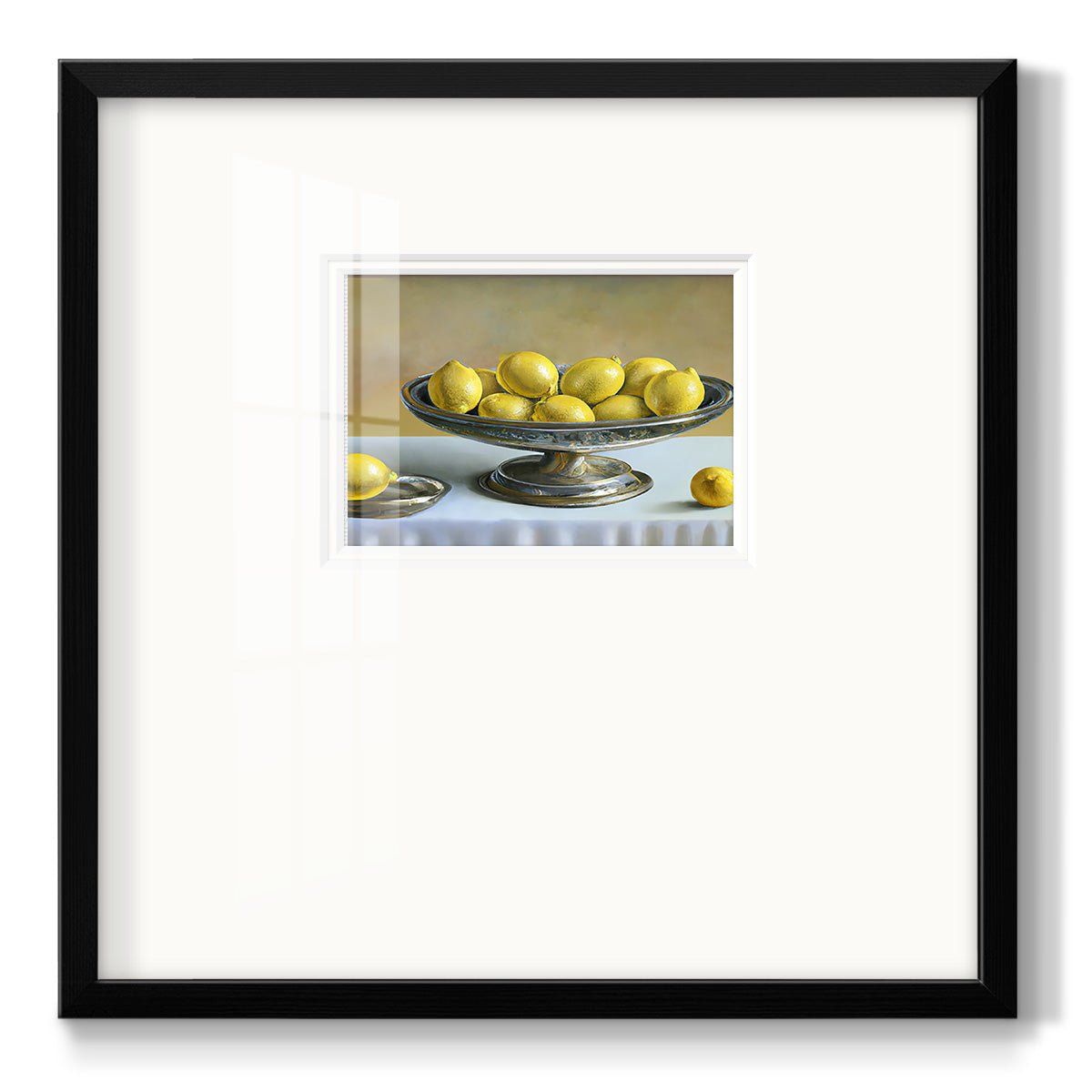 Silver Lemons Premium Framed Print Double Matboard