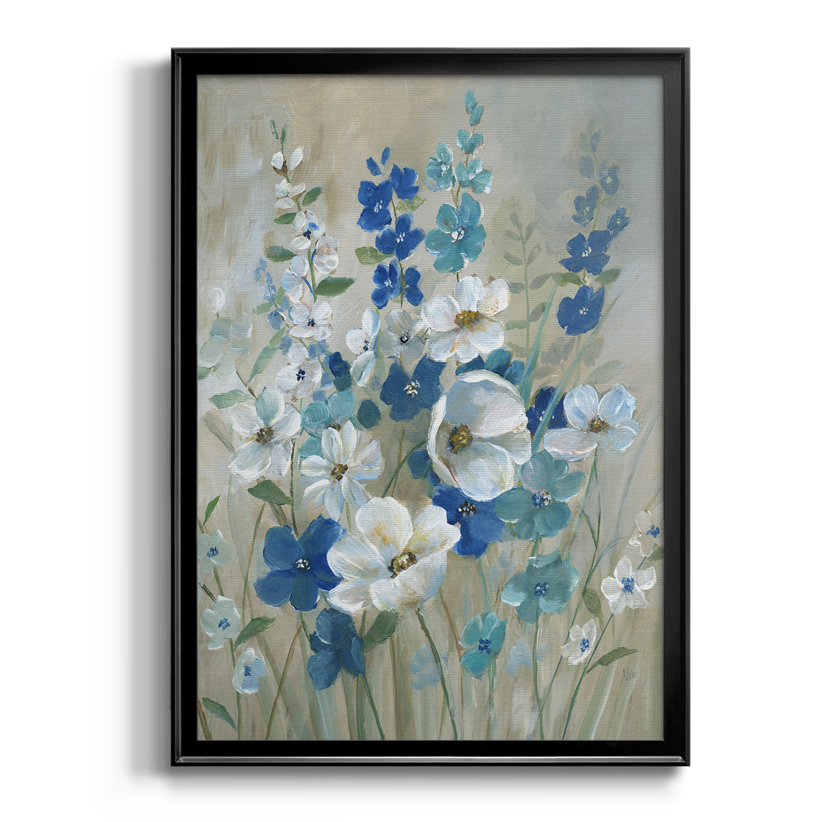 Blue Garden I - Modern Framed Canvas Print