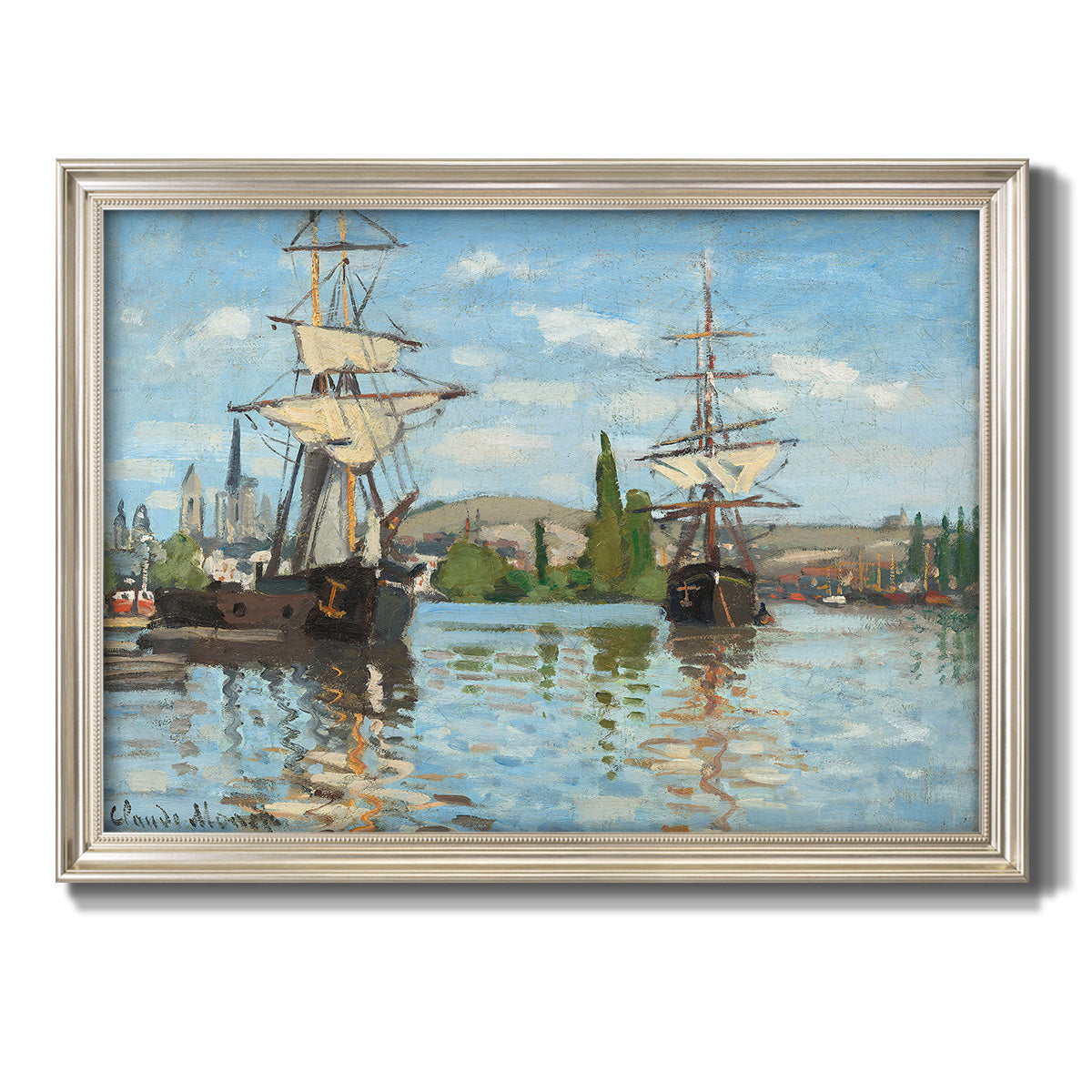 Ships Riding on the Seine - Ornate Framed Canvas Print