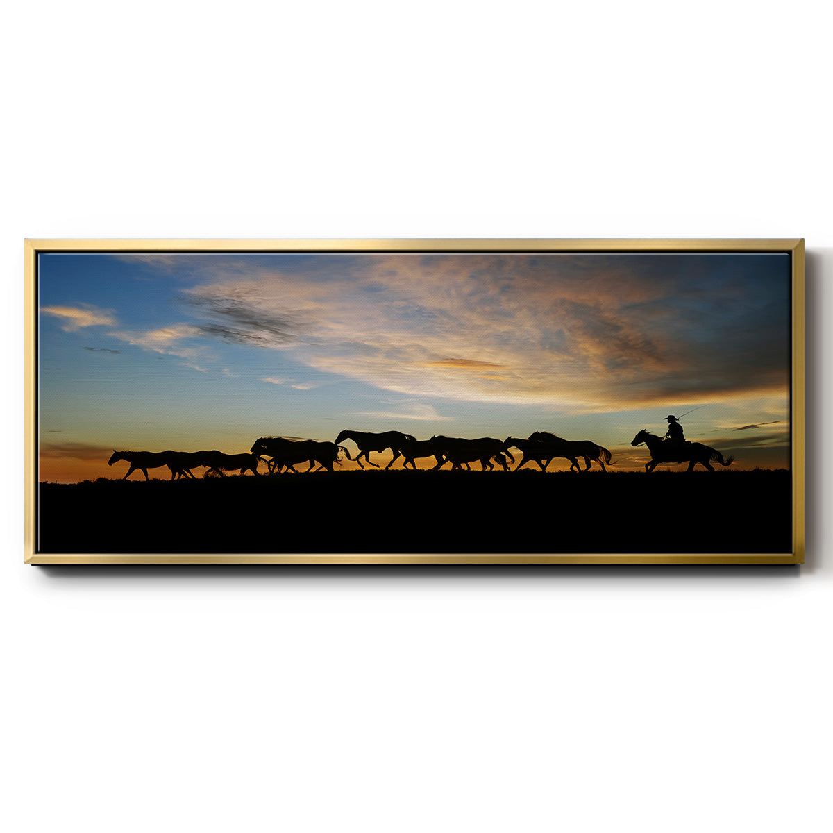 Sunlit Horses V - Floater Framed Canvas Print