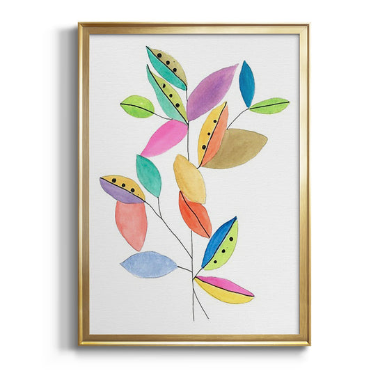 Color Pop Leaves II - Modern Framed Canvas Print