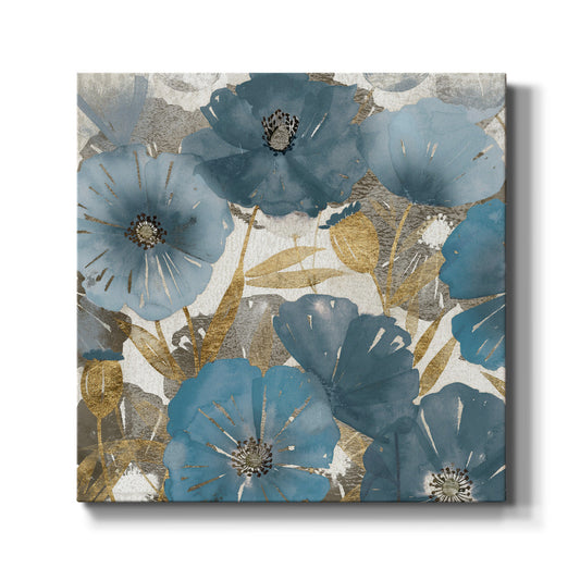 Blue and Gold Poppies I - Canvas Art Print