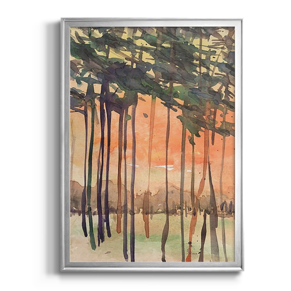 Between the Trees II - Modern Framed Canvas Print