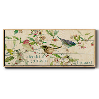 Grateful Thankful Blessed Birds - Floater Framed Canvas Print
