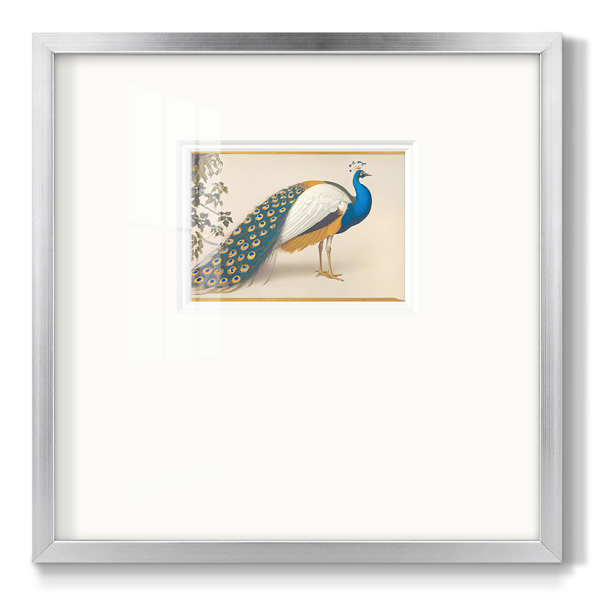 Golden Peacock III - Double Matboard Framed Print