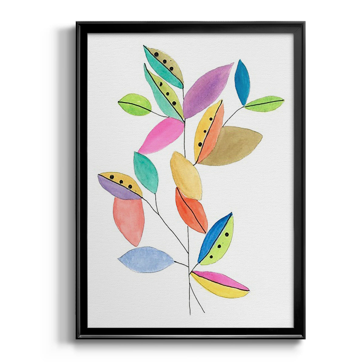 Color Pop Leaves II - Modern Framed Canvas Print