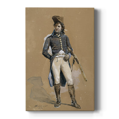 Canvas art print featuring a realistic portrait of an officer in formal uniform with refined detail on a clean white background.