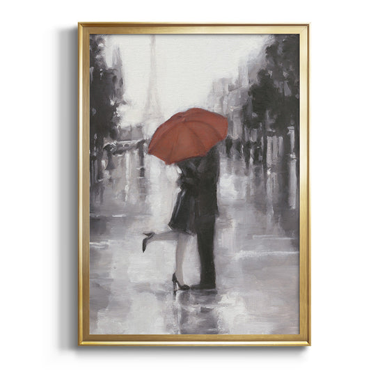 Caught in the Rain - Modern Framed Canvas Print