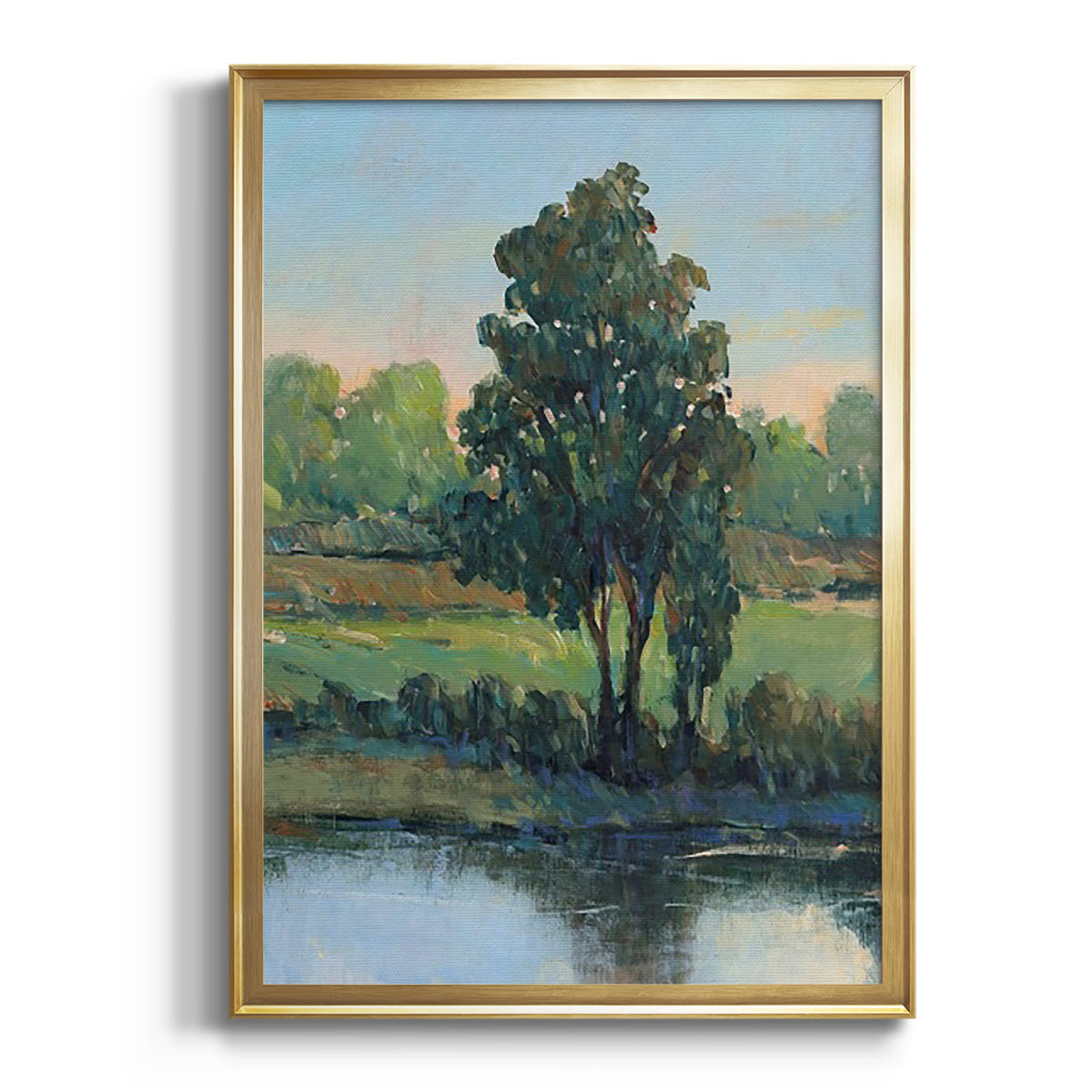 Tree by the Riverbank I - Modern Framed Canvas Print