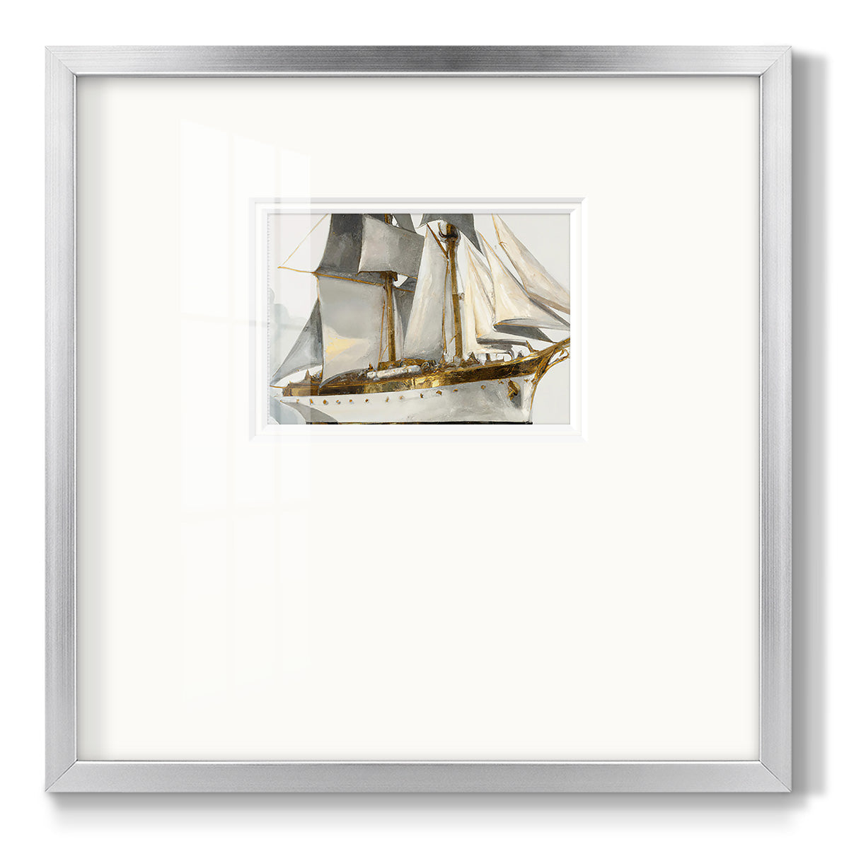 White and Gold Sails Premium Framed Print Double Matboard