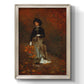 Realist autumn portrait scene by Winslow Homer printed on canvas in an ornate black frame with gilded inner detail with a vertical orientation.