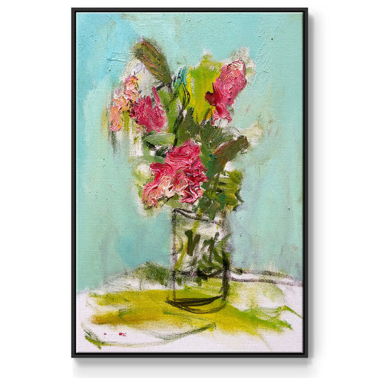 Turquoise Lilly - Floater Framed Canvas Print