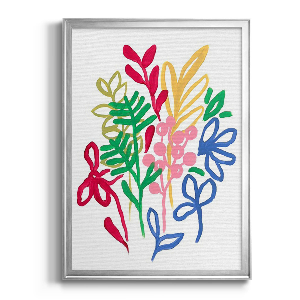 Bold Brushstroke Blooms II - Modern Framed Canvas Print