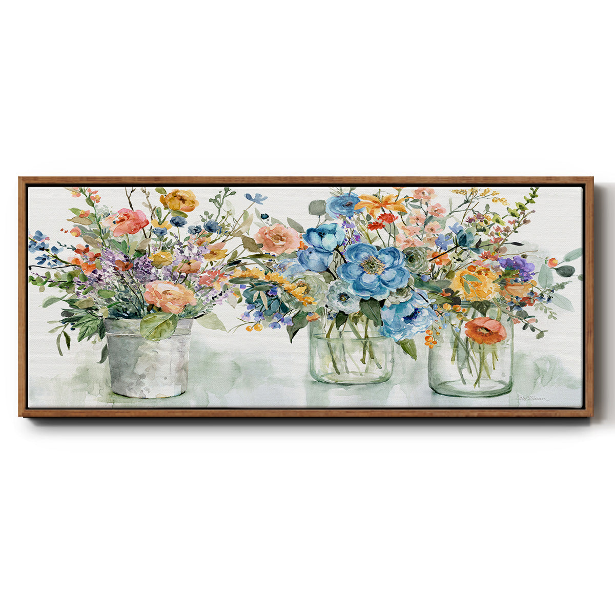 Flower Market Display - Floater Framed Canvas Print