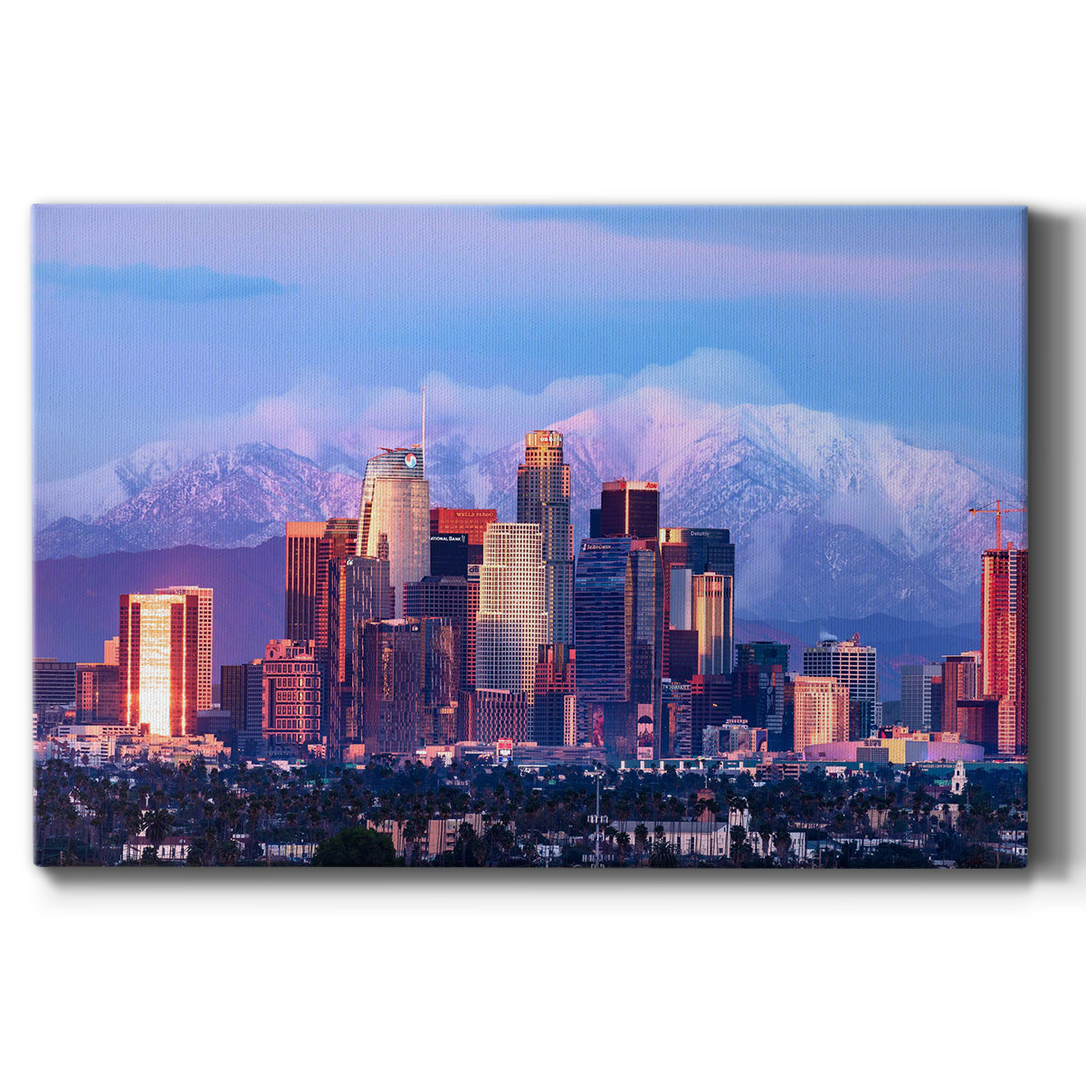 Downtown Los Angeles Skyline with Snow - Canvas Art Print