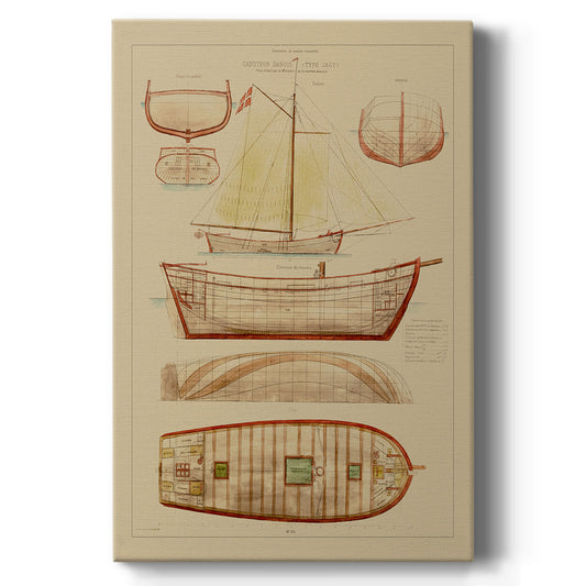 Antique Ship Plan III Premium Gallery Wrapped Canvas - Ready to Hang