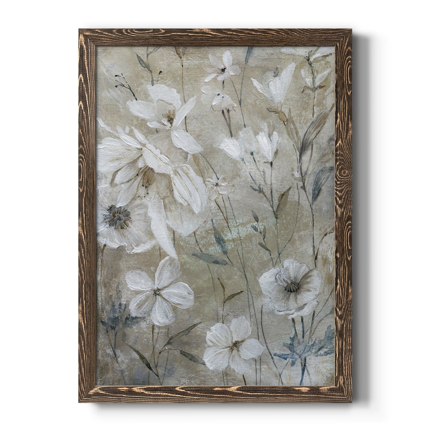 Wildflower Whites - Barnwood Framed Canvas Print
