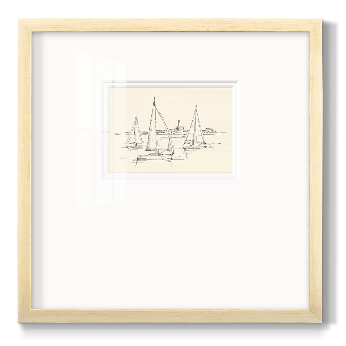 Coastal Contour Sketch II - Double Matboard Framed Print