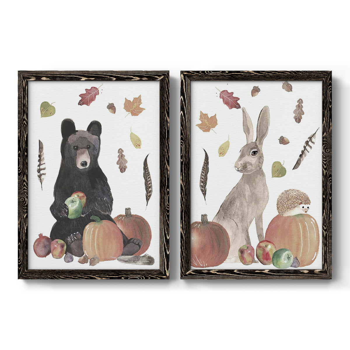 Cute Autumn Forest I - Premium Framed Canvas 2 Piece Set - Ready to Hang