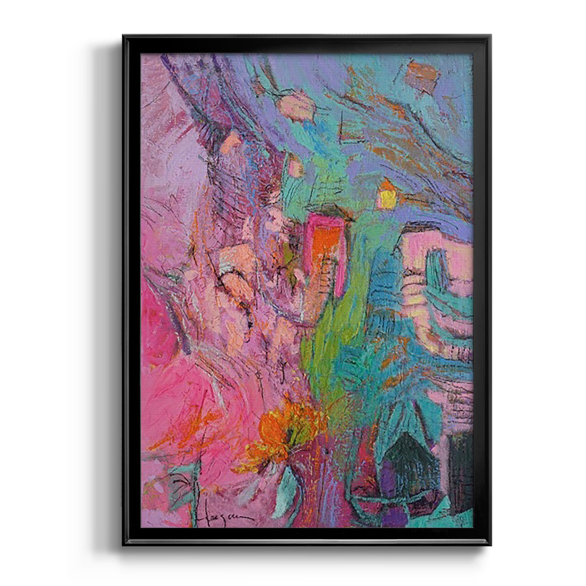 My Pink House - Modern Framed Canvas Print