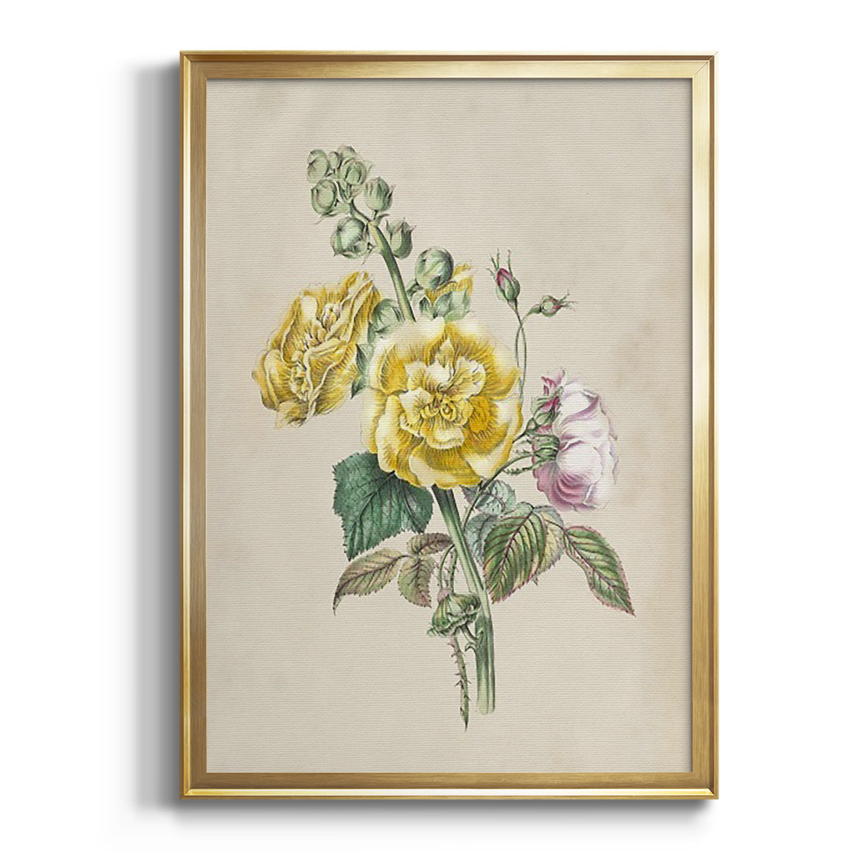 Antique Garden Bouquet II - Modern Framed Canvas Print