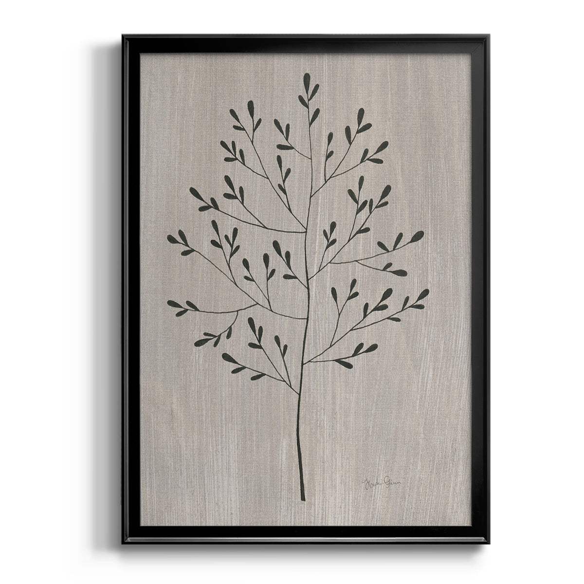 Leaves and Wood II - Modern Framed Canvas Print