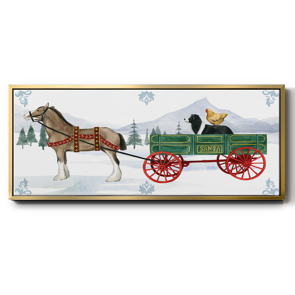 Santa's Farm Collection C - Floater Framed Canvas Print