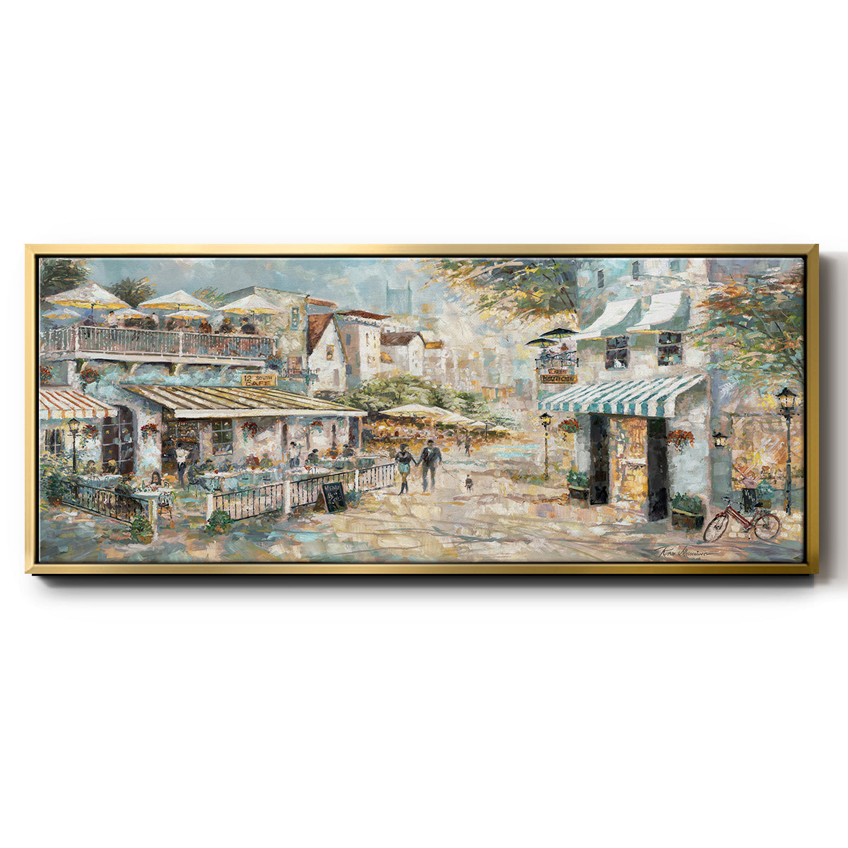 Rooftop Café - Floater Framed Canvas Print
