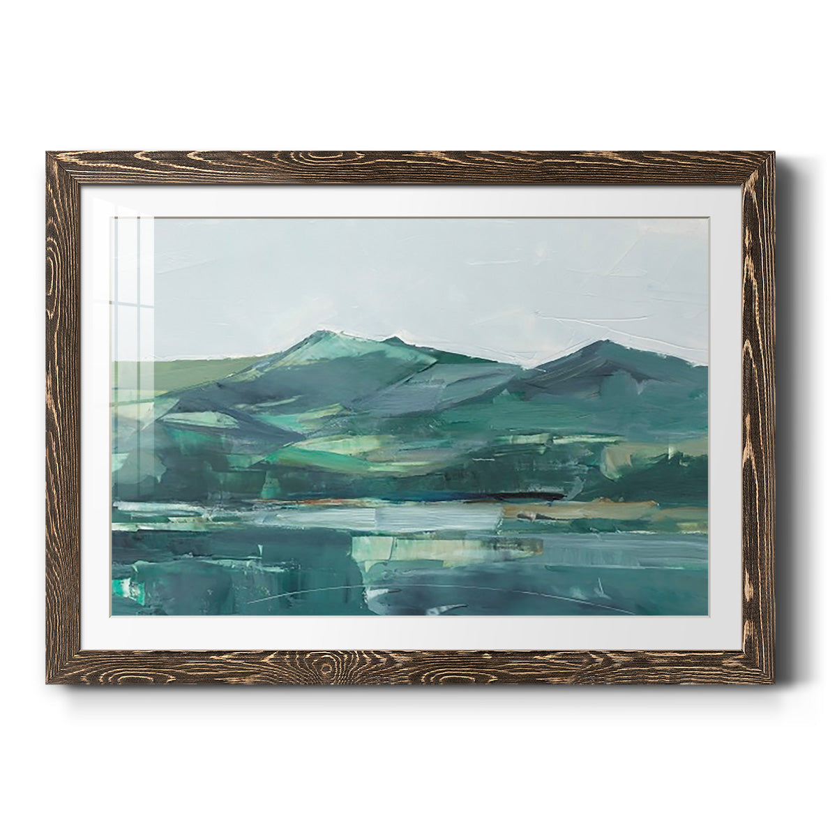 Green Grey Mountains II - Barnwood Framed Art Print