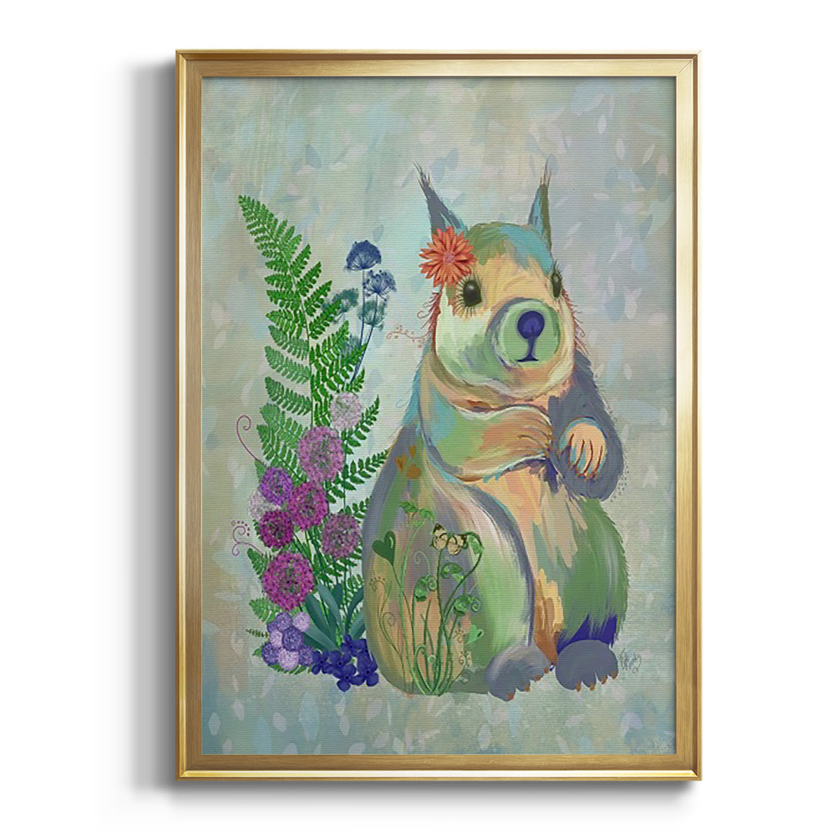 Fantastic Florals Squirrel - Modern Framed Canvas Print