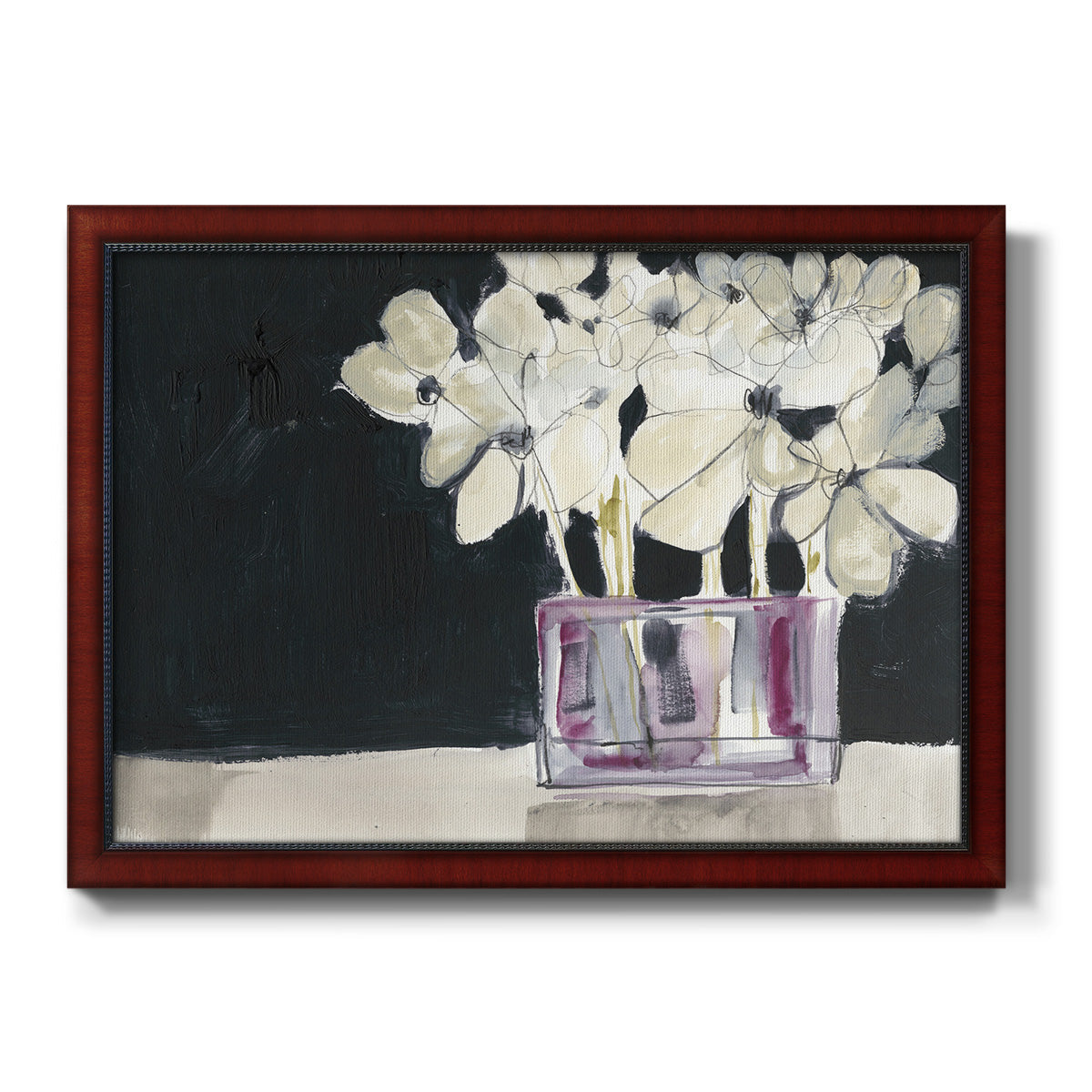 White Flowers in Fuchsia I Premium Framed Canvas- Ready to Hang