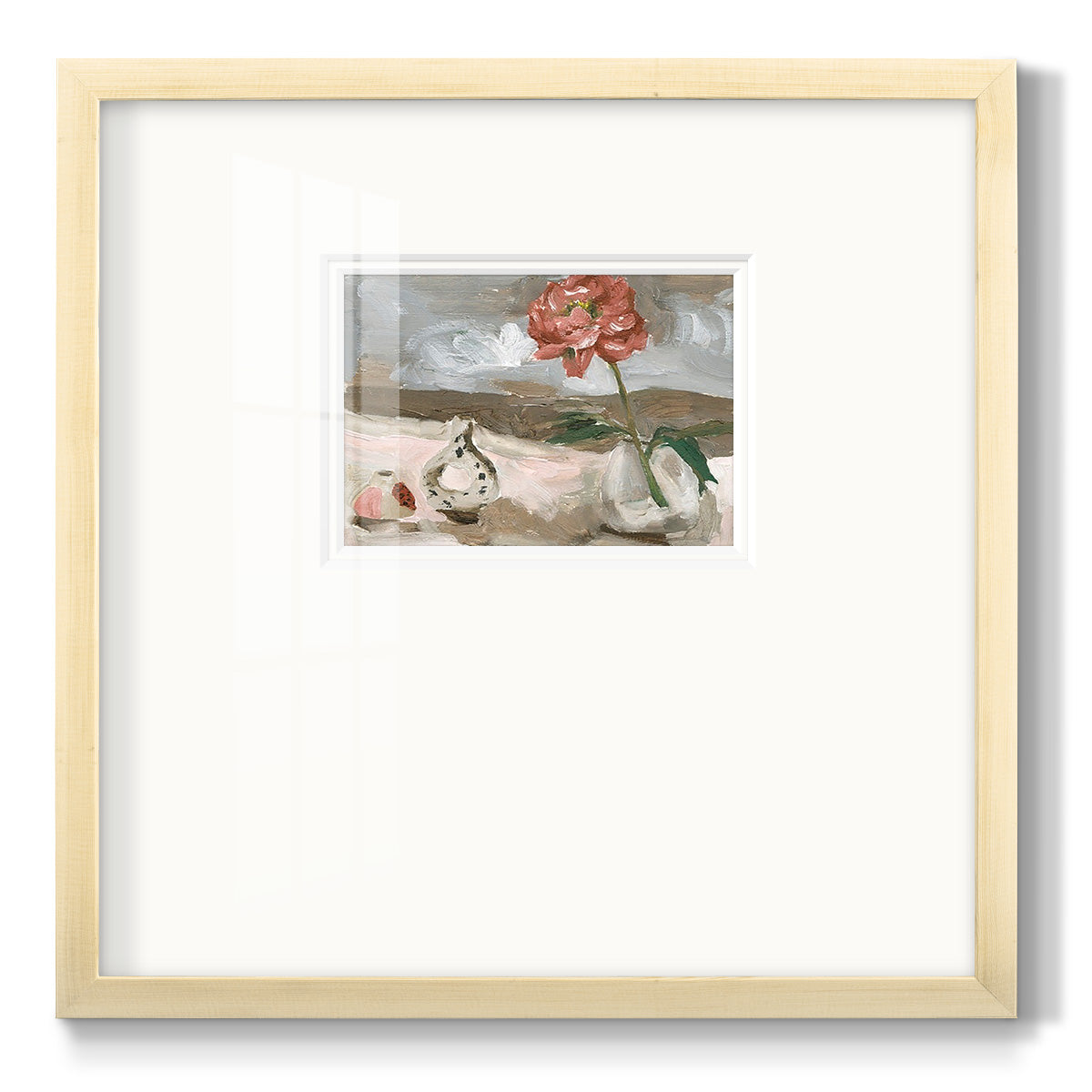 Vase of Pink Flowers IV - Double Matboard Framed Print