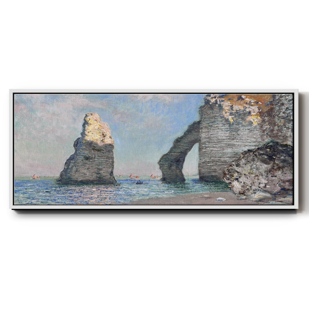The Rock Needle and the Porte d'Aval, 1885 (Clark Art Institute version) - Floater Framed Canvas Print
