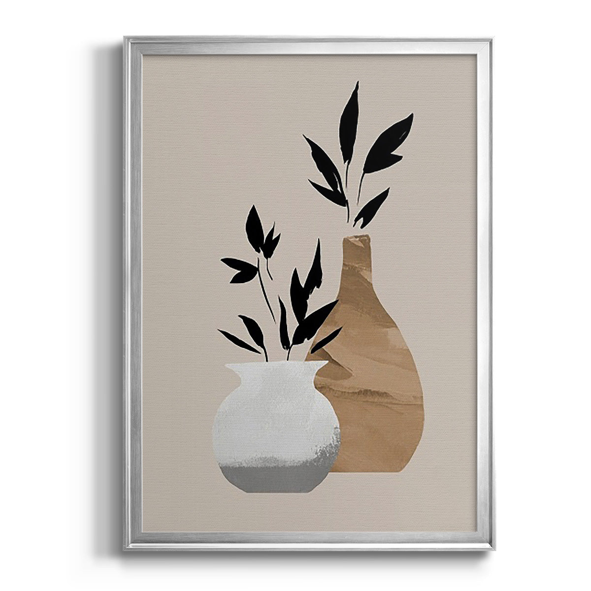 Simple Bud Vases I - Modern Framed Canvas Print