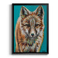 Teal Fox - Modern Framed Canvas Print