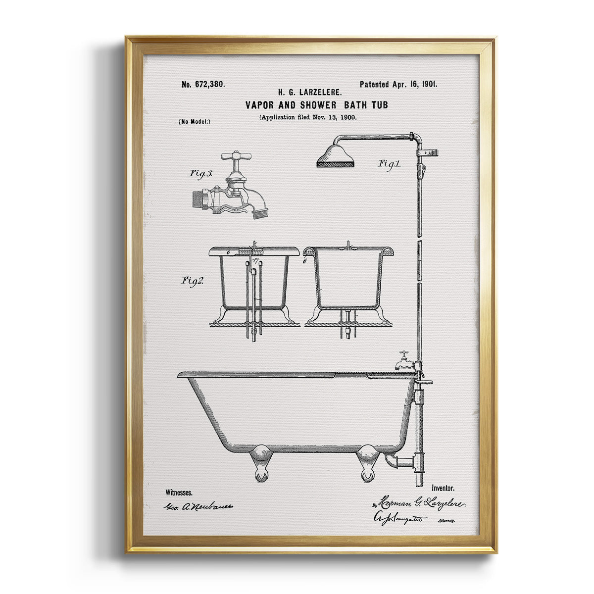 Vintage Bath II - Modern Framed Canvas Print