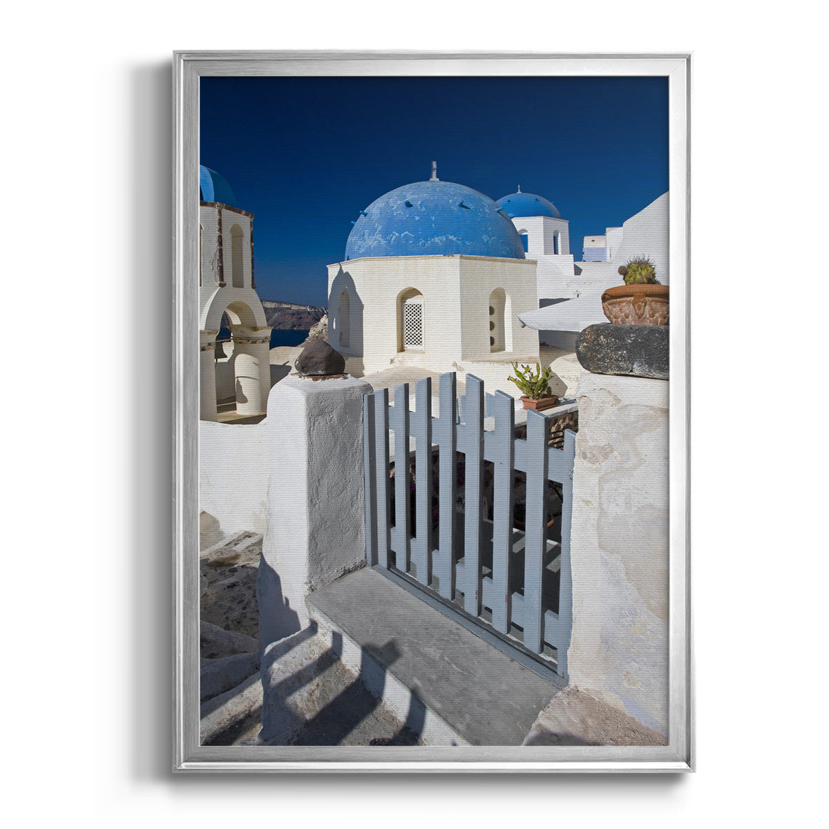 Santorini Sidewalk - Modern Framed Canvas Print