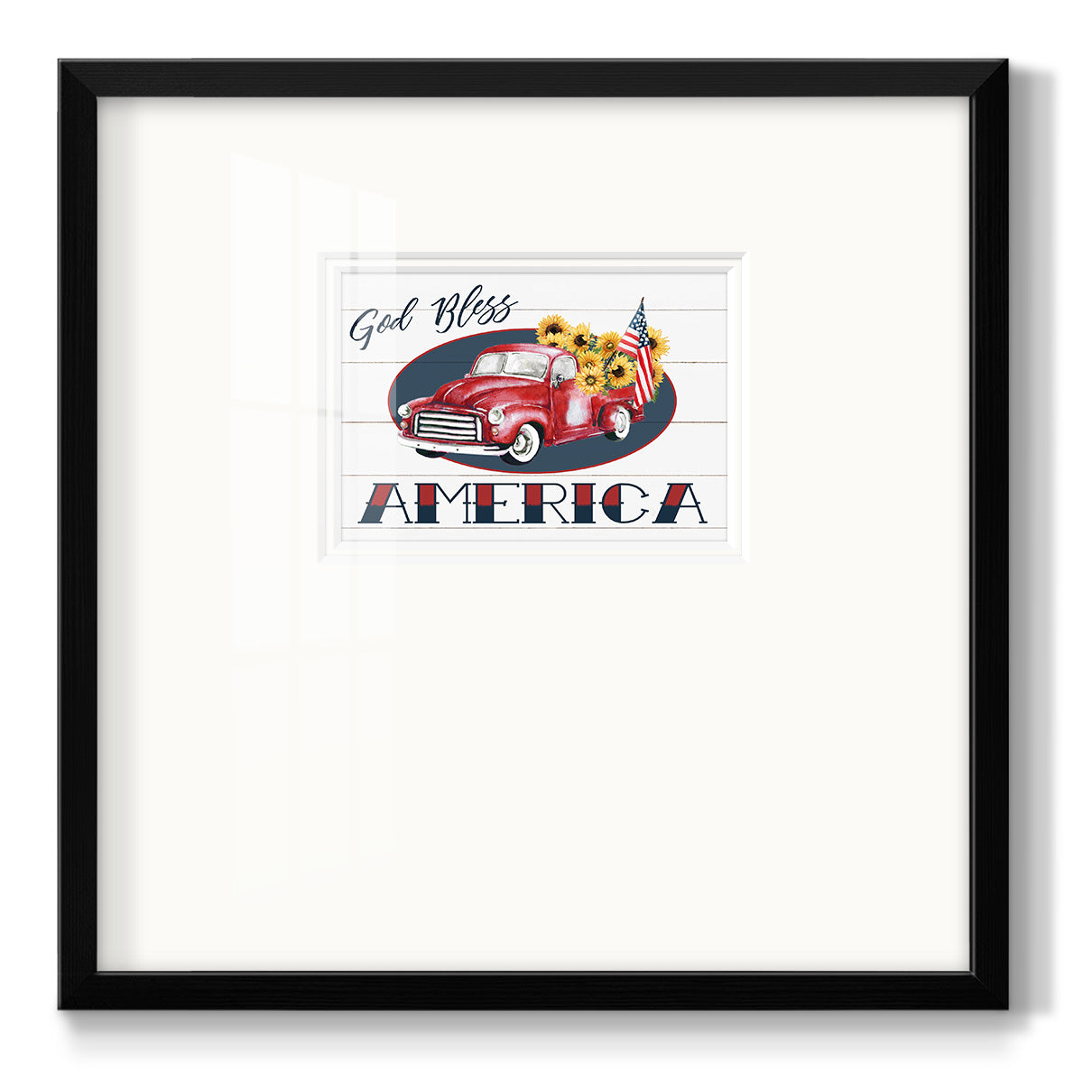 God Bless America Truck - Double Matboard Framed Print