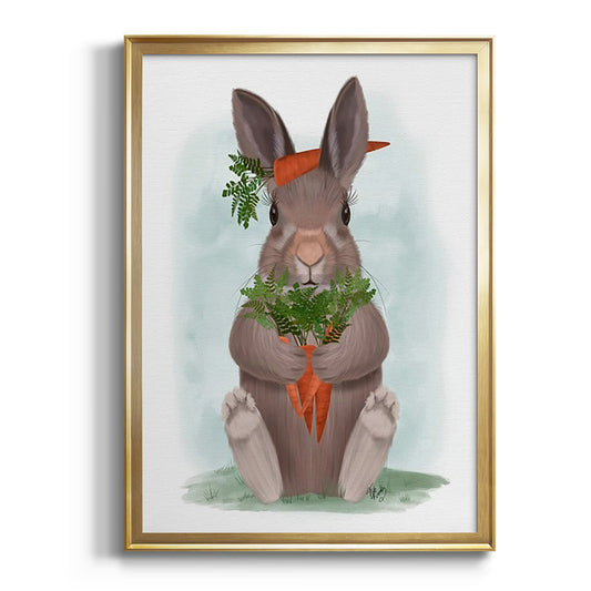 Rabbit Carrot Hug - Modern Framed Canvas Print