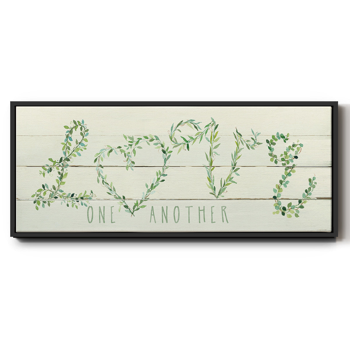 Shiplap Vines Love - Floater Framed Canvas Print