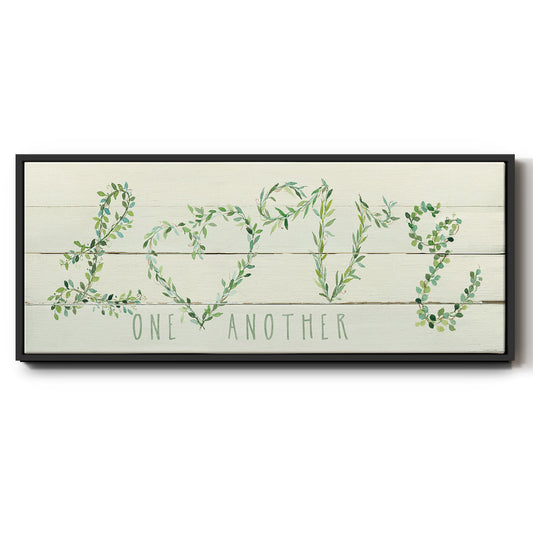 Shiplap Vines Love - Floater Framed Canvas Print