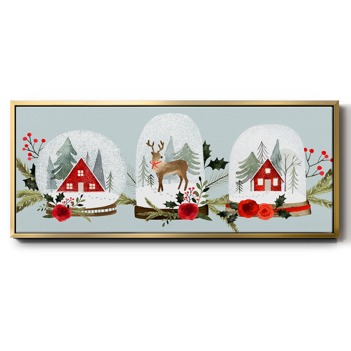 Snow Globe Village Collection D - Floater Framed Canvas Print