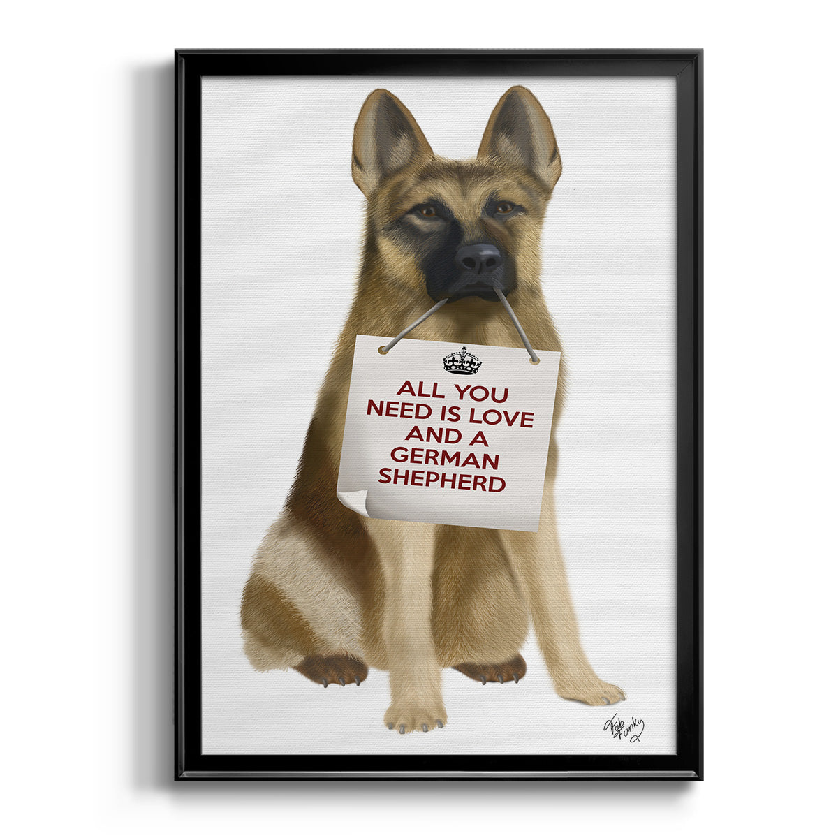 Love and German Shepherd - Modern Framed Canvas Print