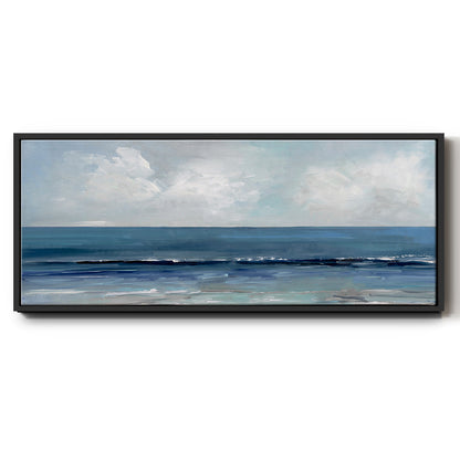 Cloudy Ocean Waves Horizon - Floater Framed Canvas Print