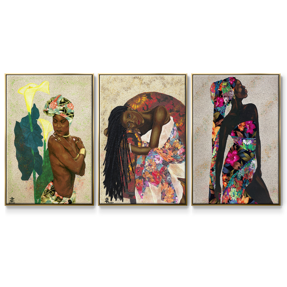 Woman Strong I - Framed Premium Gallery Wrapped Canvas L Frame 3 Piece Set - Ready to Hang