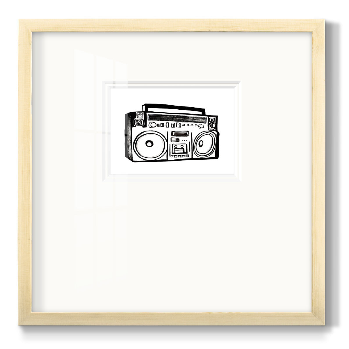 Boombox Sketch - Double Matboard Framed Print