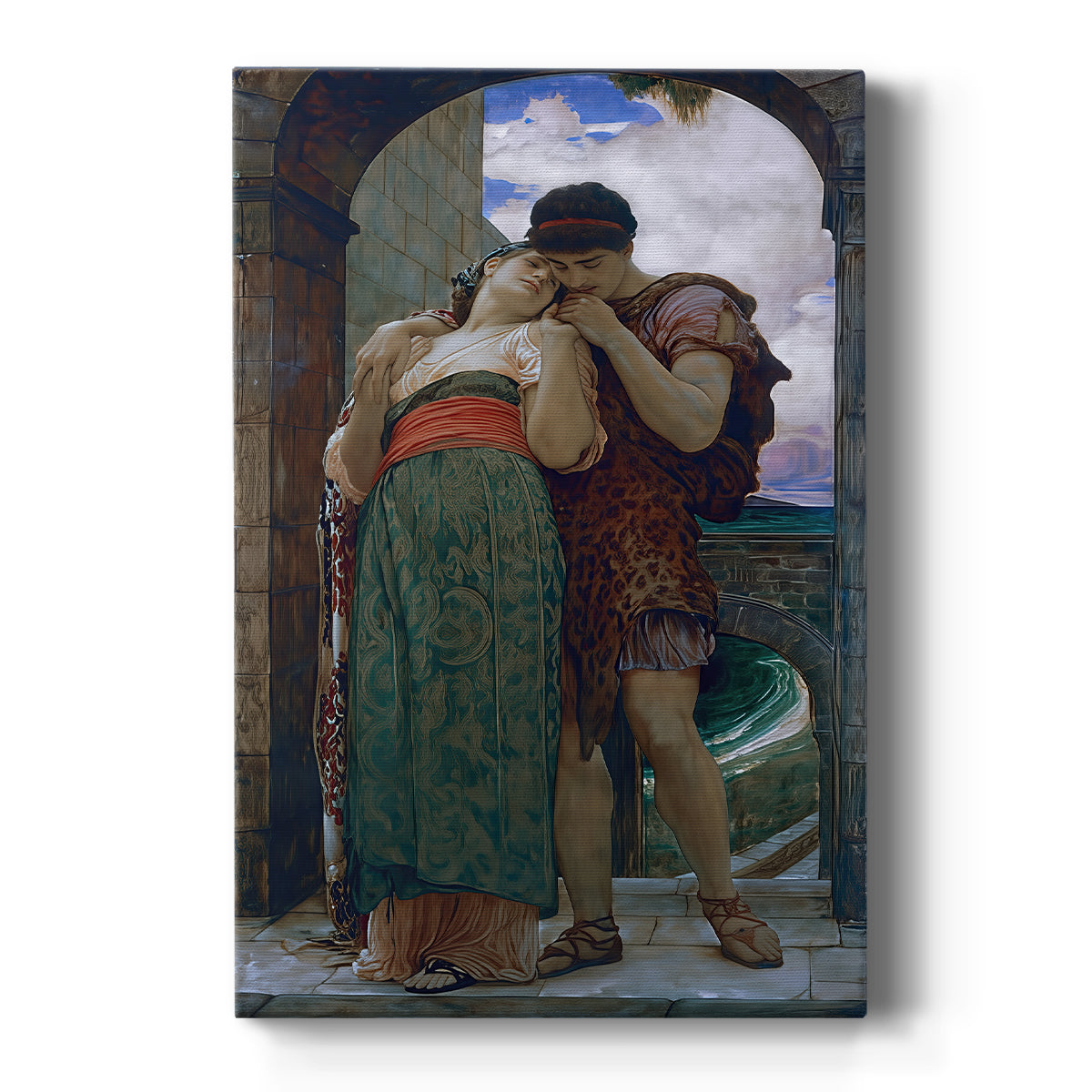 Canvas art print featuring a classical scene of a couple standing together in a ceremonial moment on a clean white background.