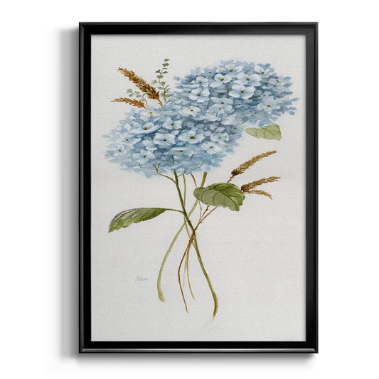 Petite Blue Hydrangea I - Modern Framed Canvas Print